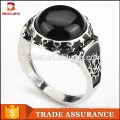 Chinese manufacturers latest design Dubai antique silver ring black stone ring men jewelry